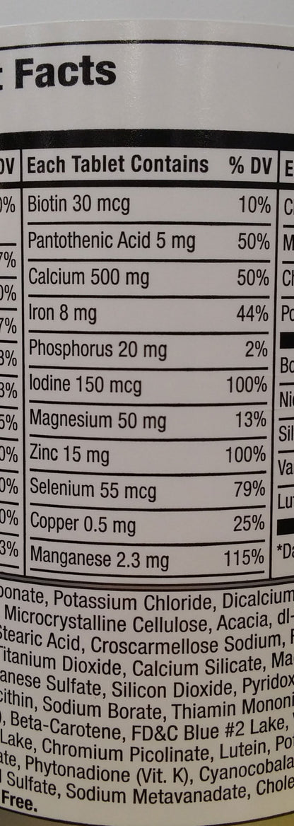 Tabla de componentes nutricionales del suplemento Equate.