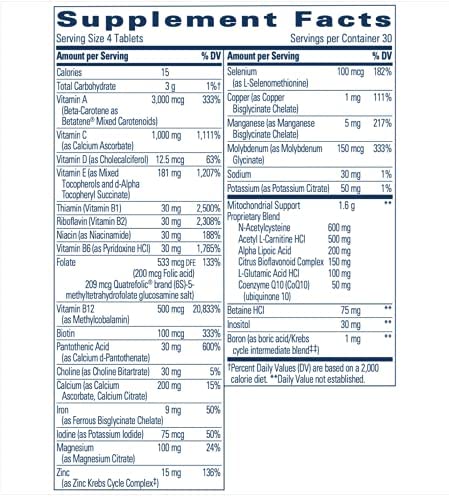 Tabla nutricional del suplemento KPAX Immune con antioxidantes