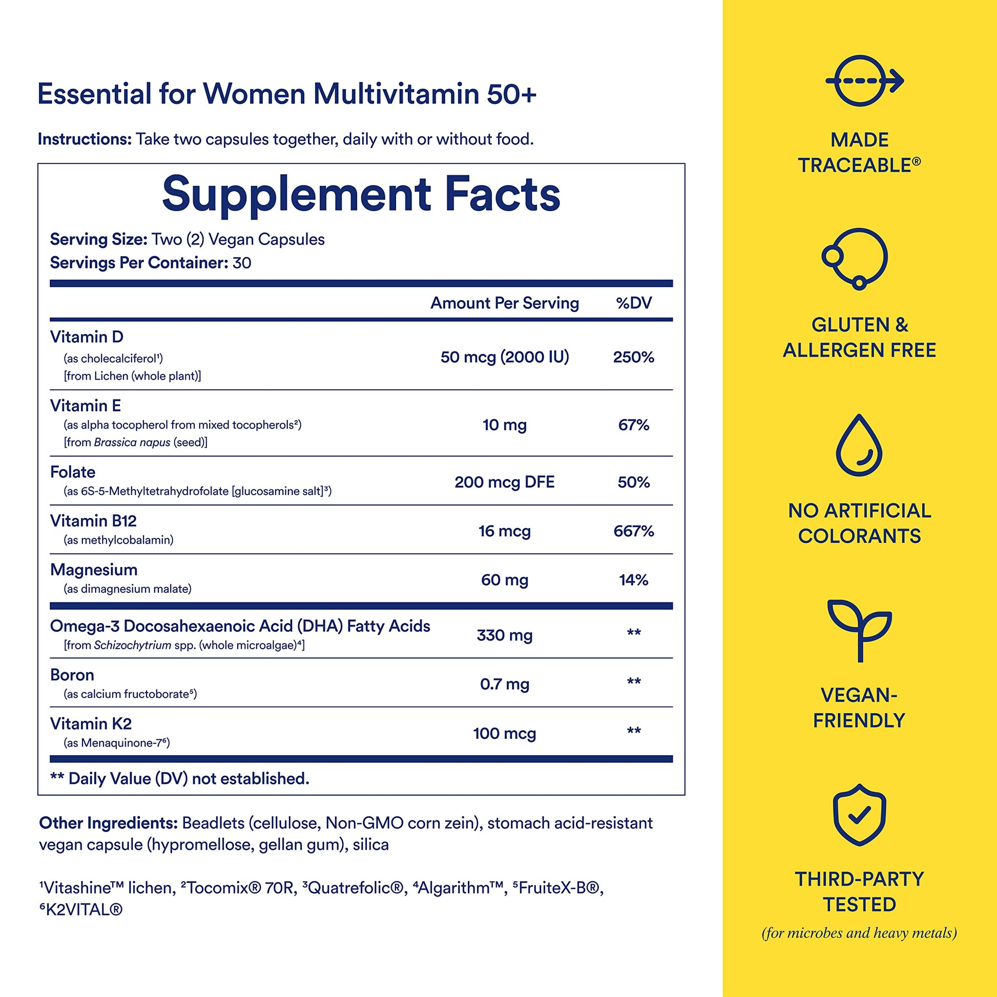 tabla nutricional suplemento avanzado para mujeres