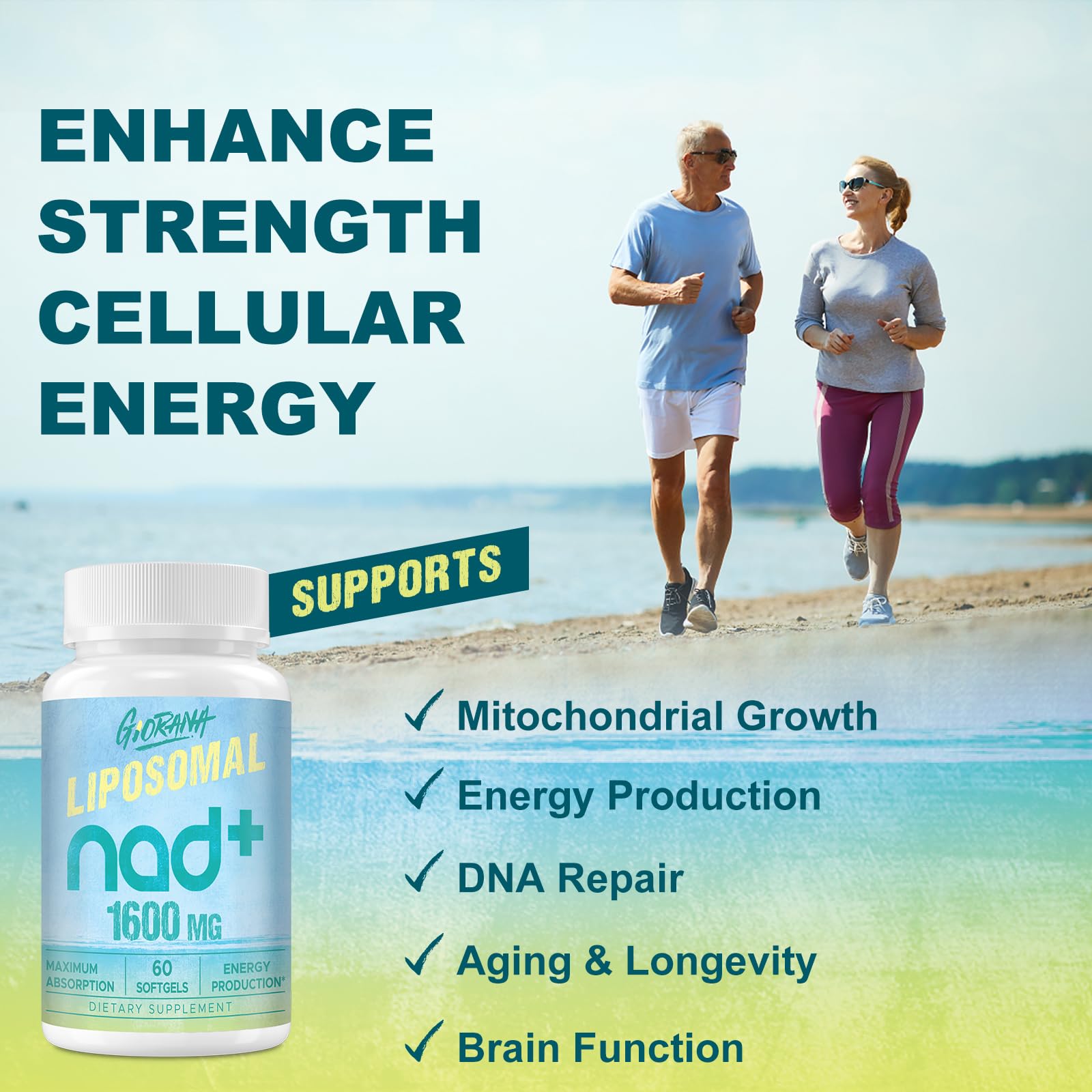 Tabla nutricional suplemento NAD+ liposomal GIORANA 120 ct