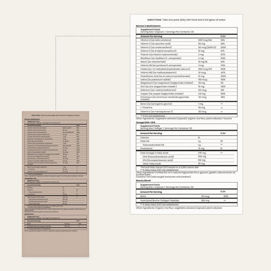 Tabla nutricional y suplementos en detalle Perelel
