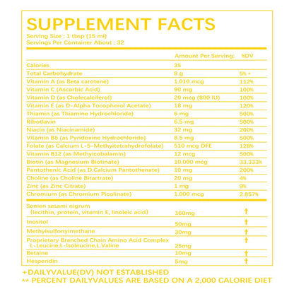 tabla de contenido nutricional y suplementos en multivitamínicos.