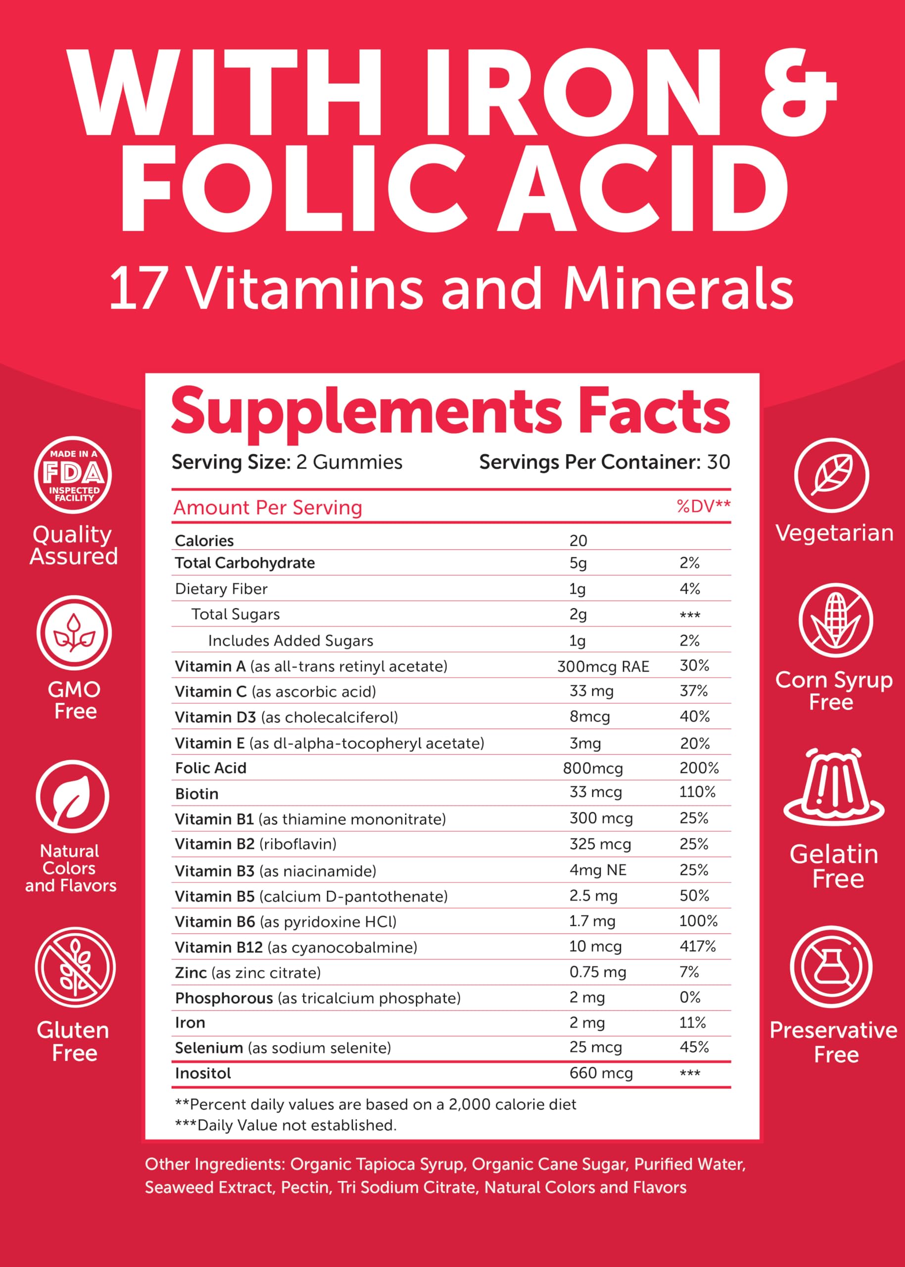 Tabla nutricional vitaminas prenatales Lunakai