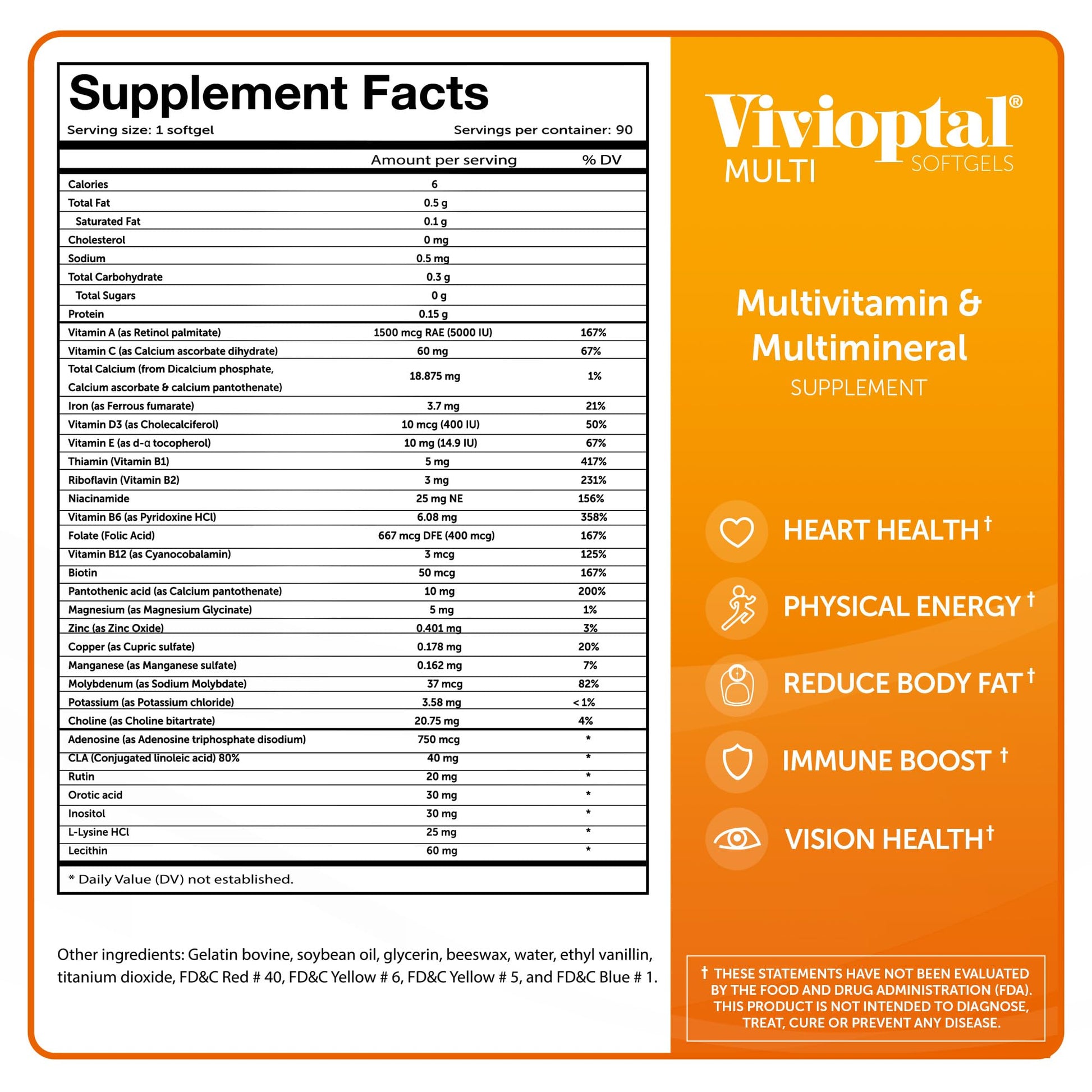 Vivioptal Multivitamínico tabla de suplemento nutricional