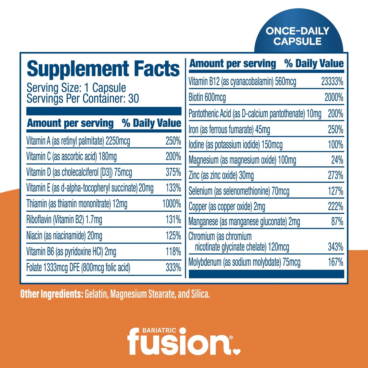 Tabla de nutrientes Bariatric Fusion