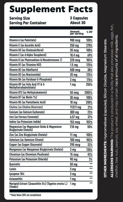Tabla de nutrientes del suplemento Multi VIT de HTLT