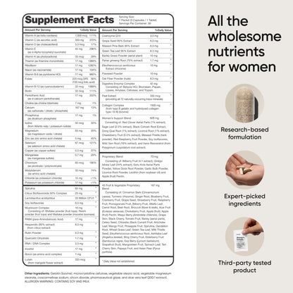 Tabla de nutrientes multivitamínico mujeres meOrigin
