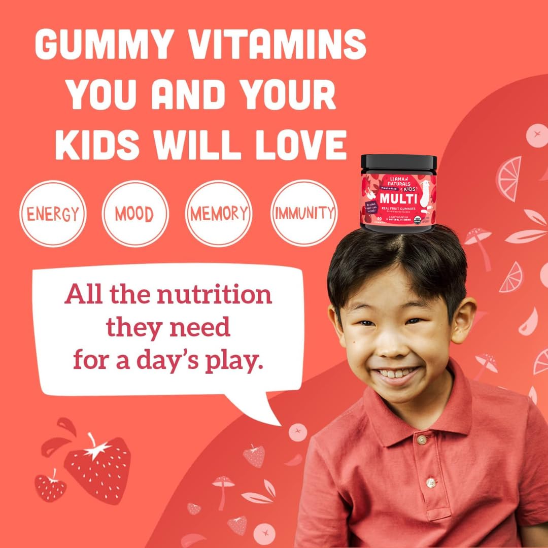 Tabla de nutrientes de multivitamínicos Llama Naturals.