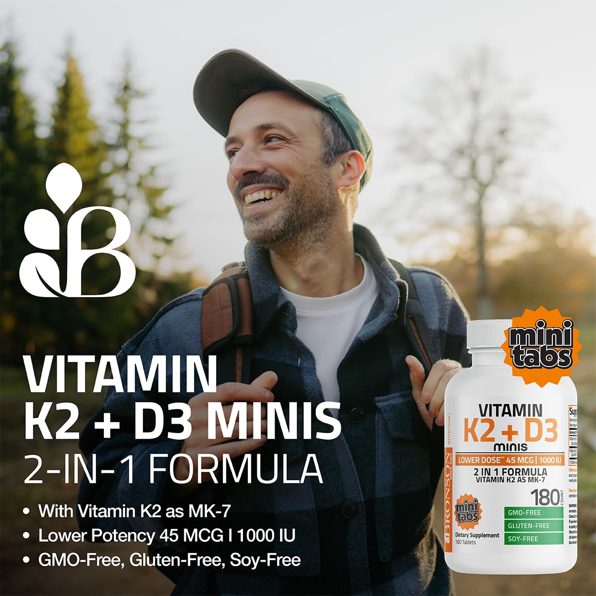 Tabla nutrimental Bronson vitamina K2 MK7 y D3