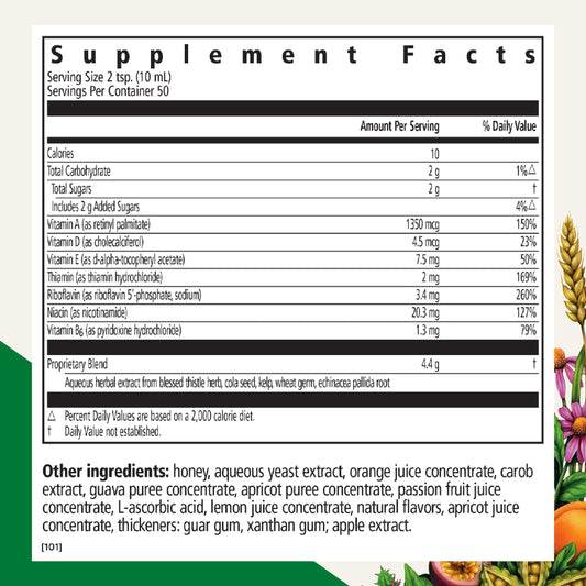 Tabla nutrimental de multivitaminas líquidas