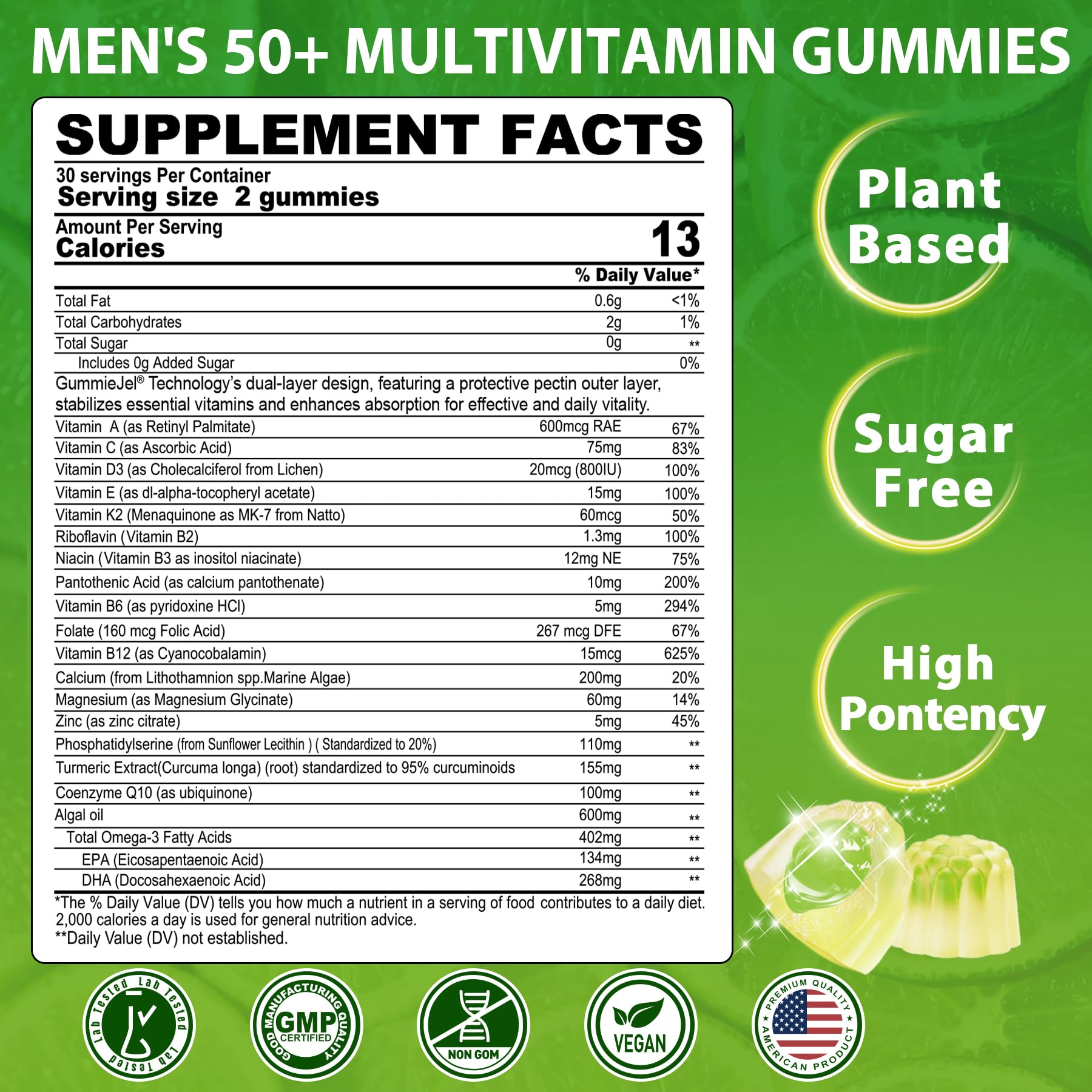 Tabla de suplementación de gominolas multivitamínicas para salud ósea.