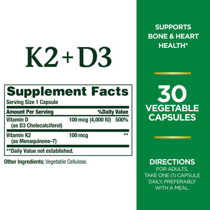Tabla de suplementos de D3 K2