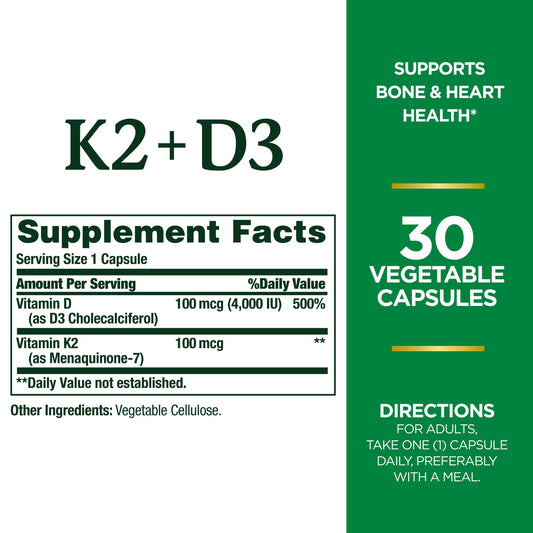 Tabla de suplementos de D3 K2