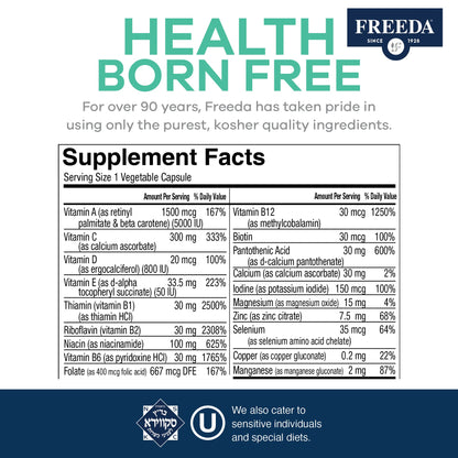 Tabla de suplementos de multivitamina FREEDA Quintabs-M