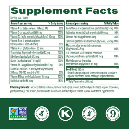 Tabla de suplementos MegaFood Women’s 55+