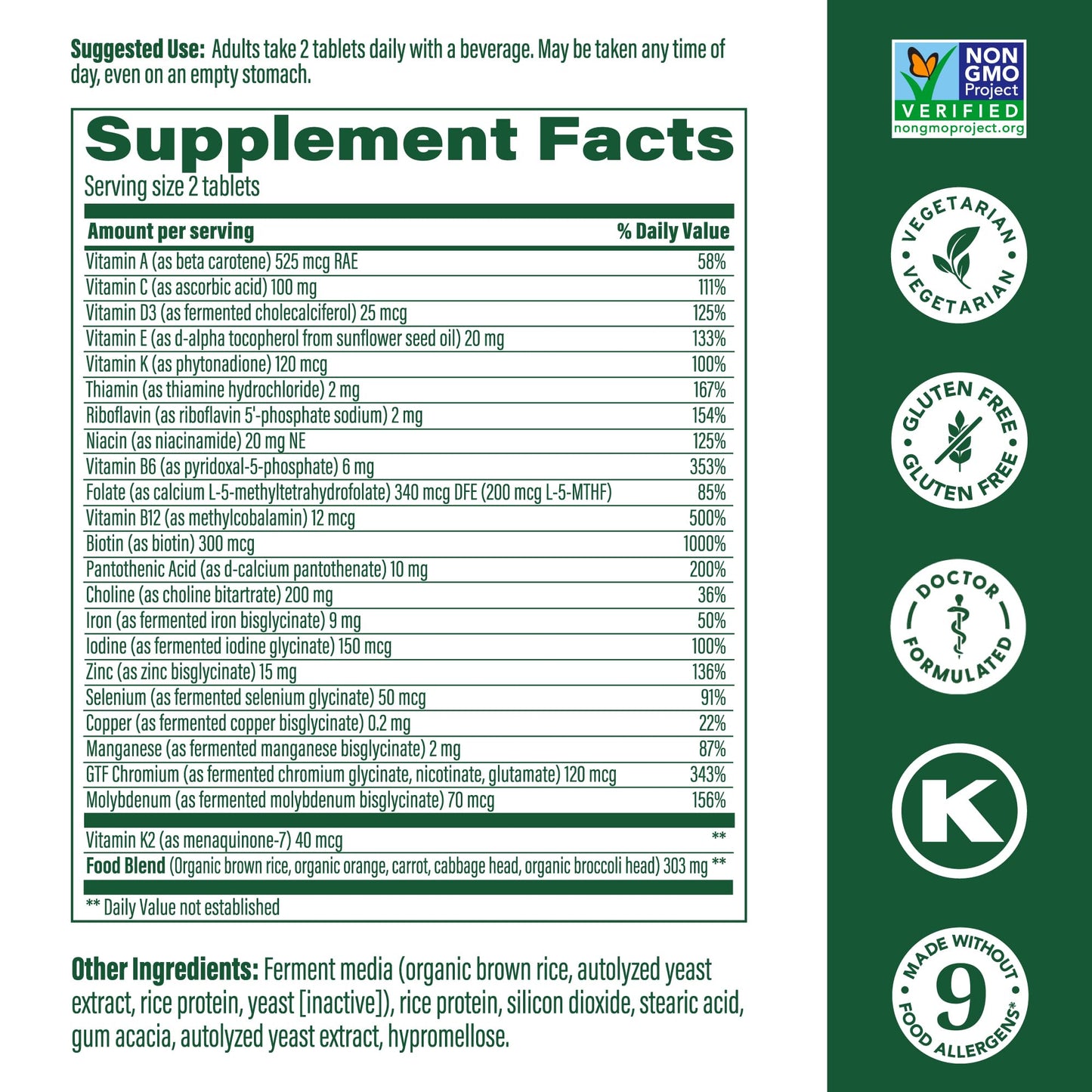tabla de suplementos megafood