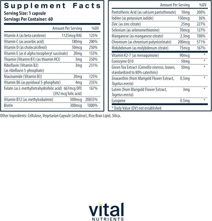 Tabla de suplementos de multivitaminas veganas