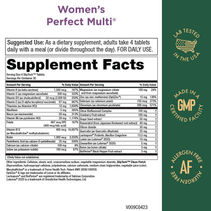tabla de suplementos para multivitamínico para mujeres