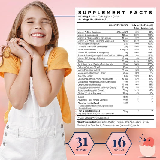 Tabla de suplementos del multivitamínico para niños