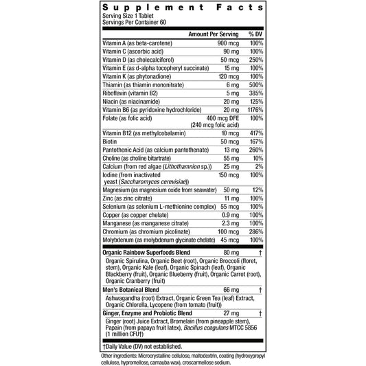 tabla de suplementos del multivitamínico rainbow light