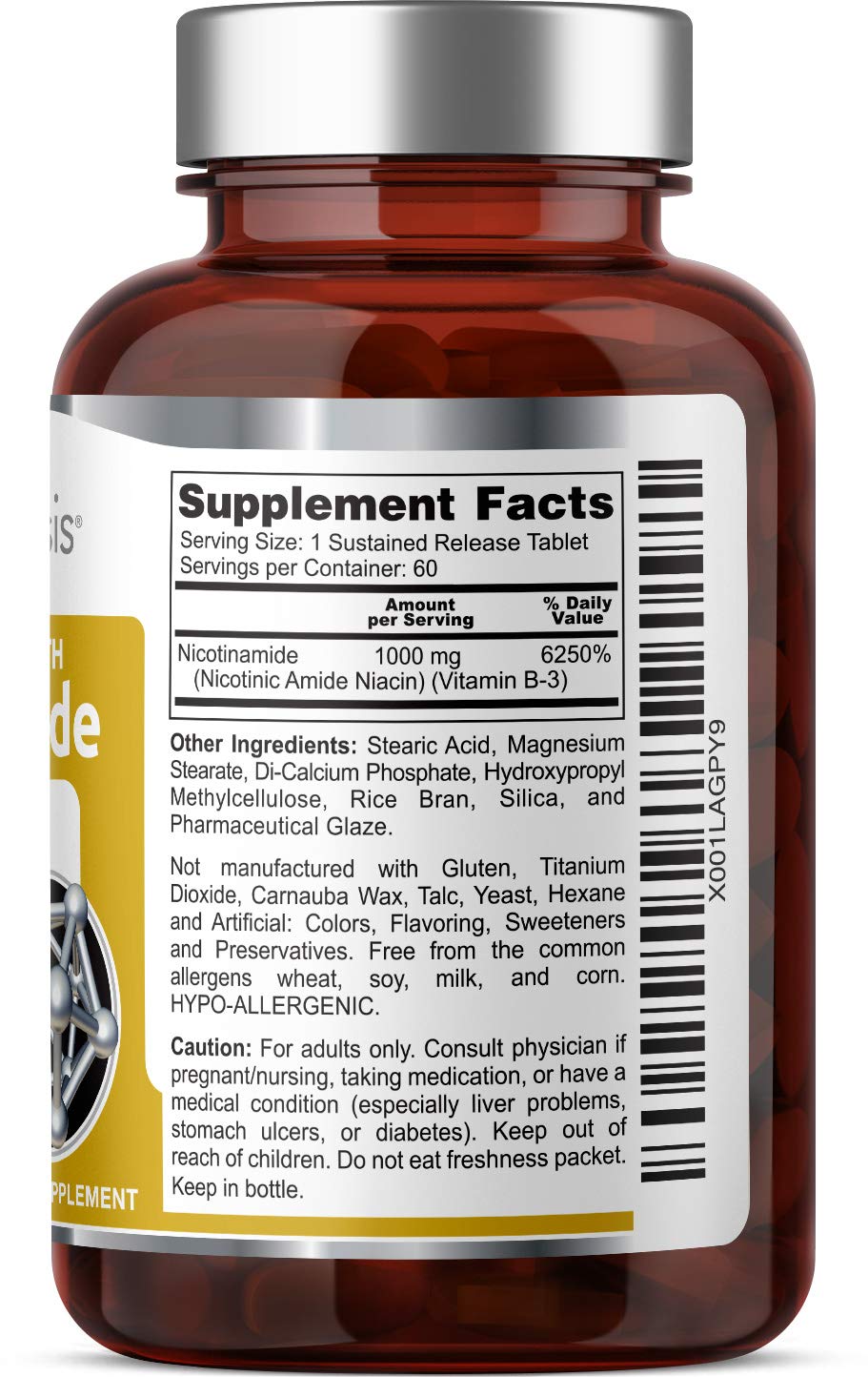 Tabla de suplementos con Nicotinamida Health Genesis