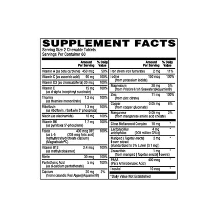 Tabla de suplementos del multivitamínico infantil