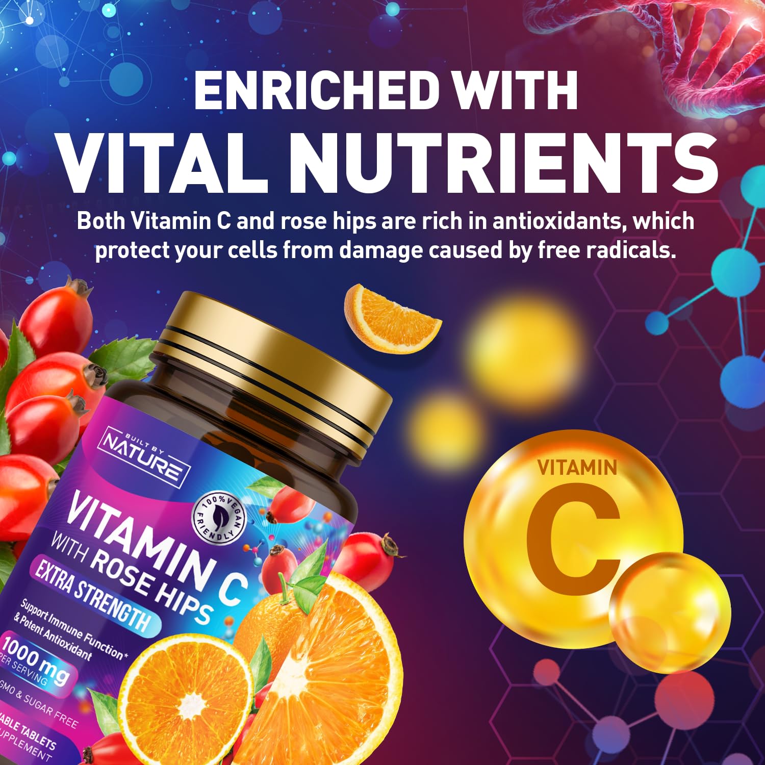 Tablet masticable naranja Built by Nature vitamina C