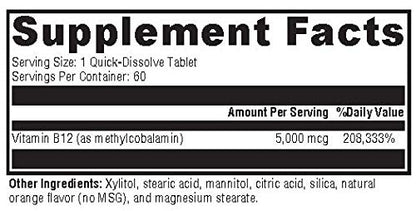 Tabletas de metilcobalamina vitamina b12 omnivits 5000 mcg en caja