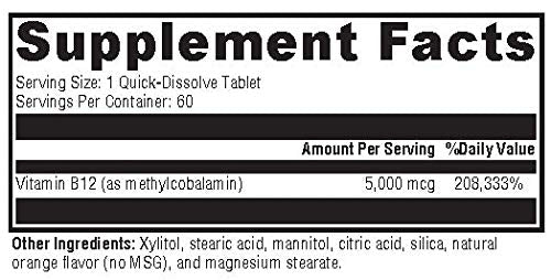Tabletas de metilcobalamina vitamina b12 omnivits 5000 mcg en caja