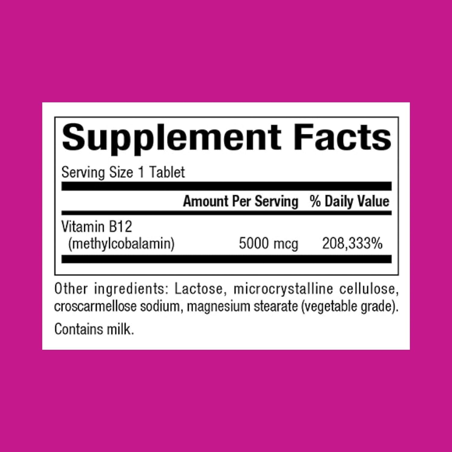 Tablet natural B12 5000 mcg Natural Factors