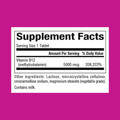 Tablet natural B12 5000 mcg Natural Factors
