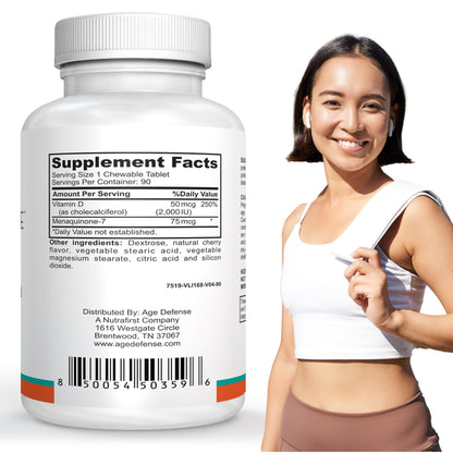Tablet masticable Vitamina D3 K2 Age Defense sabor cereza