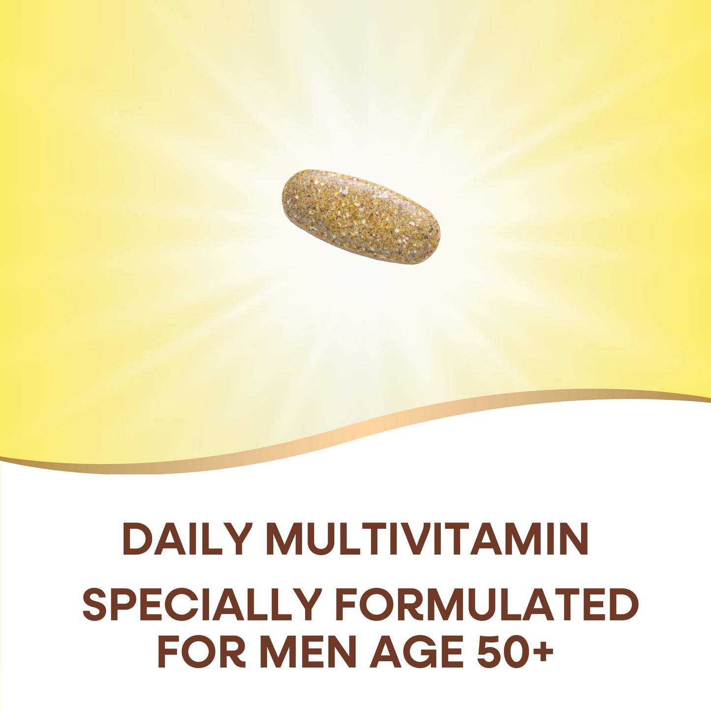 Tableta de multivitamínico para hombres en fondo brillante