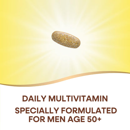 Tableta de multivitamínico para hombres en fondo brillante