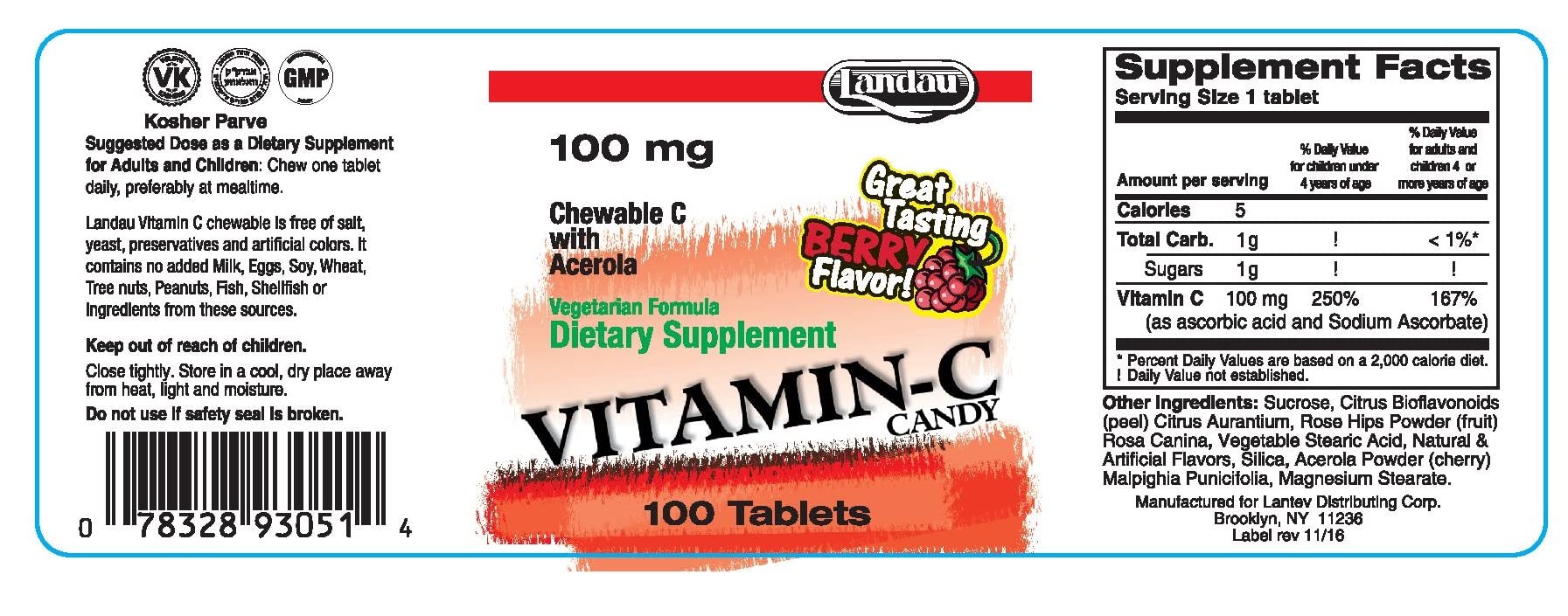Tableta de Vitamina C Landau 100mg