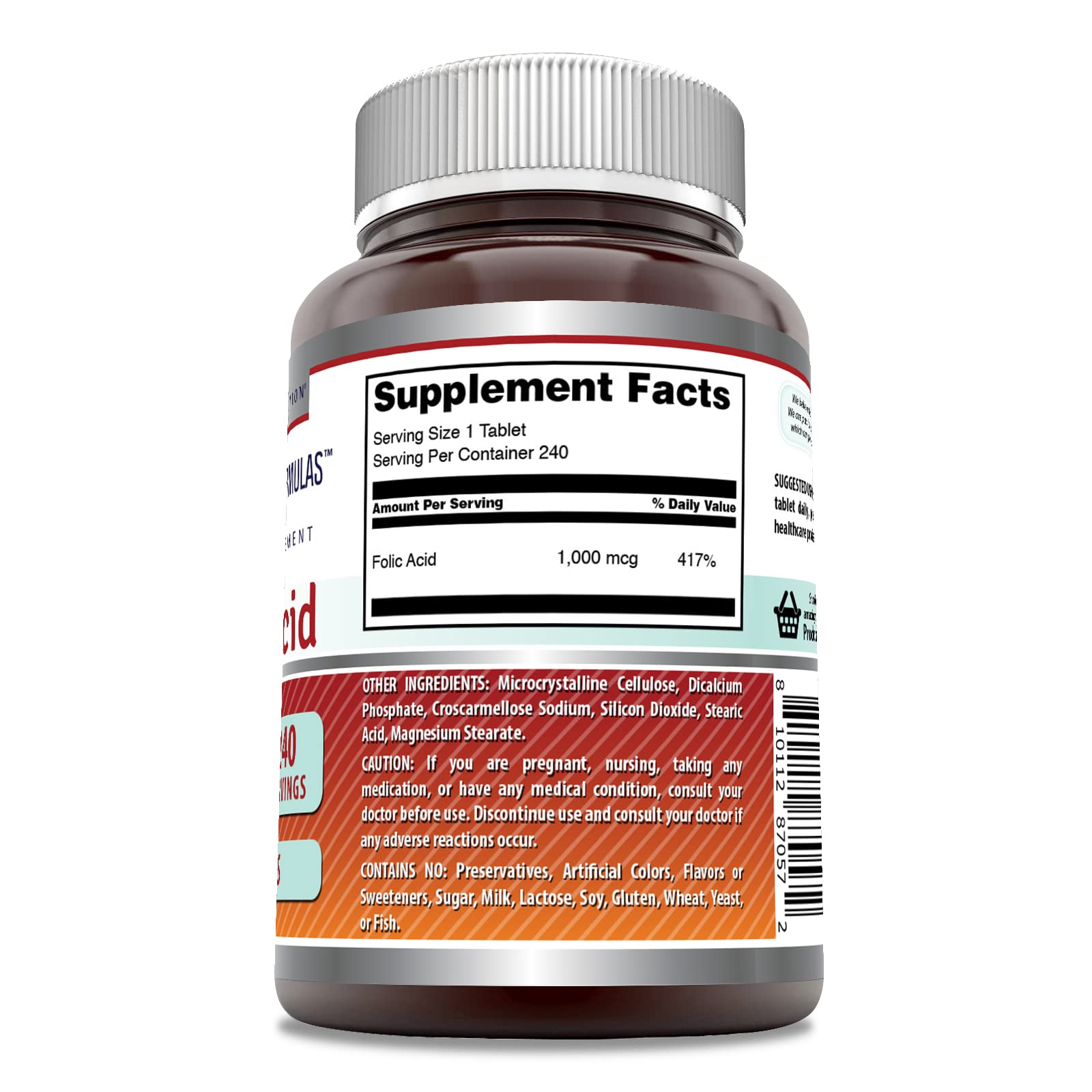 Tabletas de ácido fólico Amazing Formulas 1000 mcg