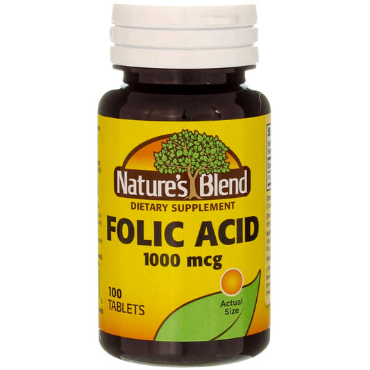 Tabletas de ácido fólico Nature's Blend 1000mcg frasco