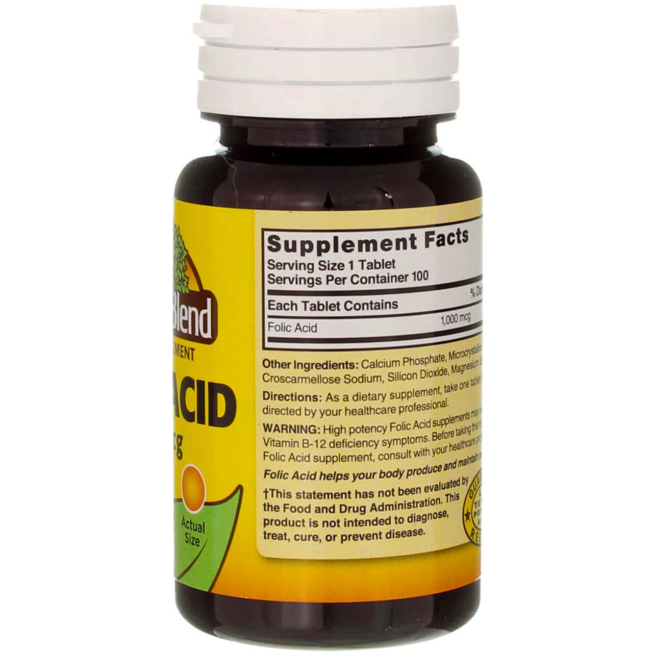 Tabletas acidofólico 1000mcg Nature's Blend