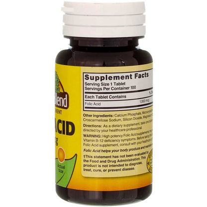 Tabletas acidofólico 1000mcg Nature's Blend