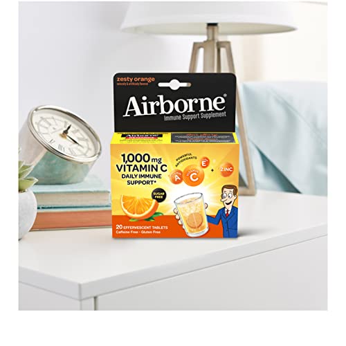 Tabletas Airborne efervescentes naranja vista frontal