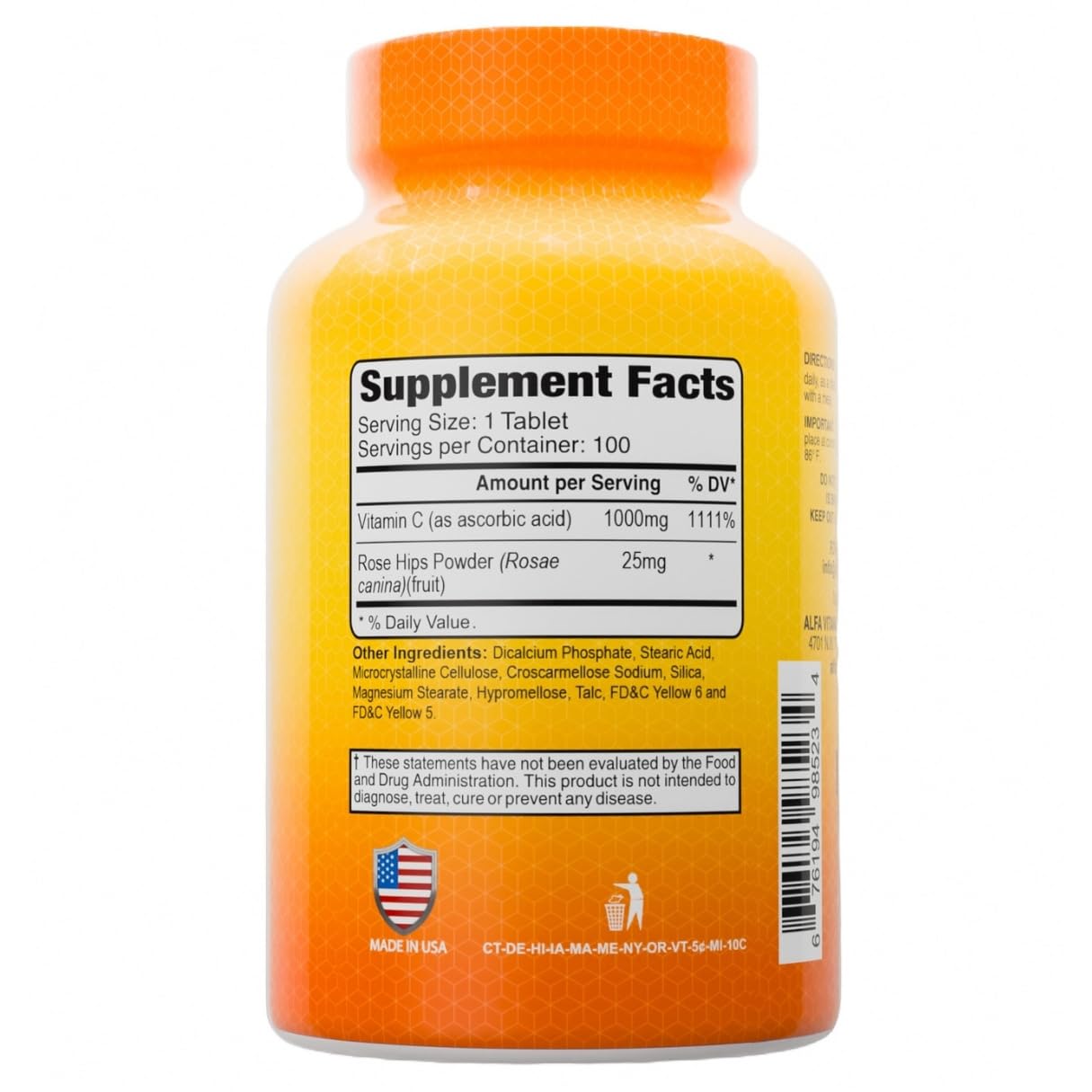 Tabletas ALFA VITAMINS Vitamina C Rosa Mosqueta
