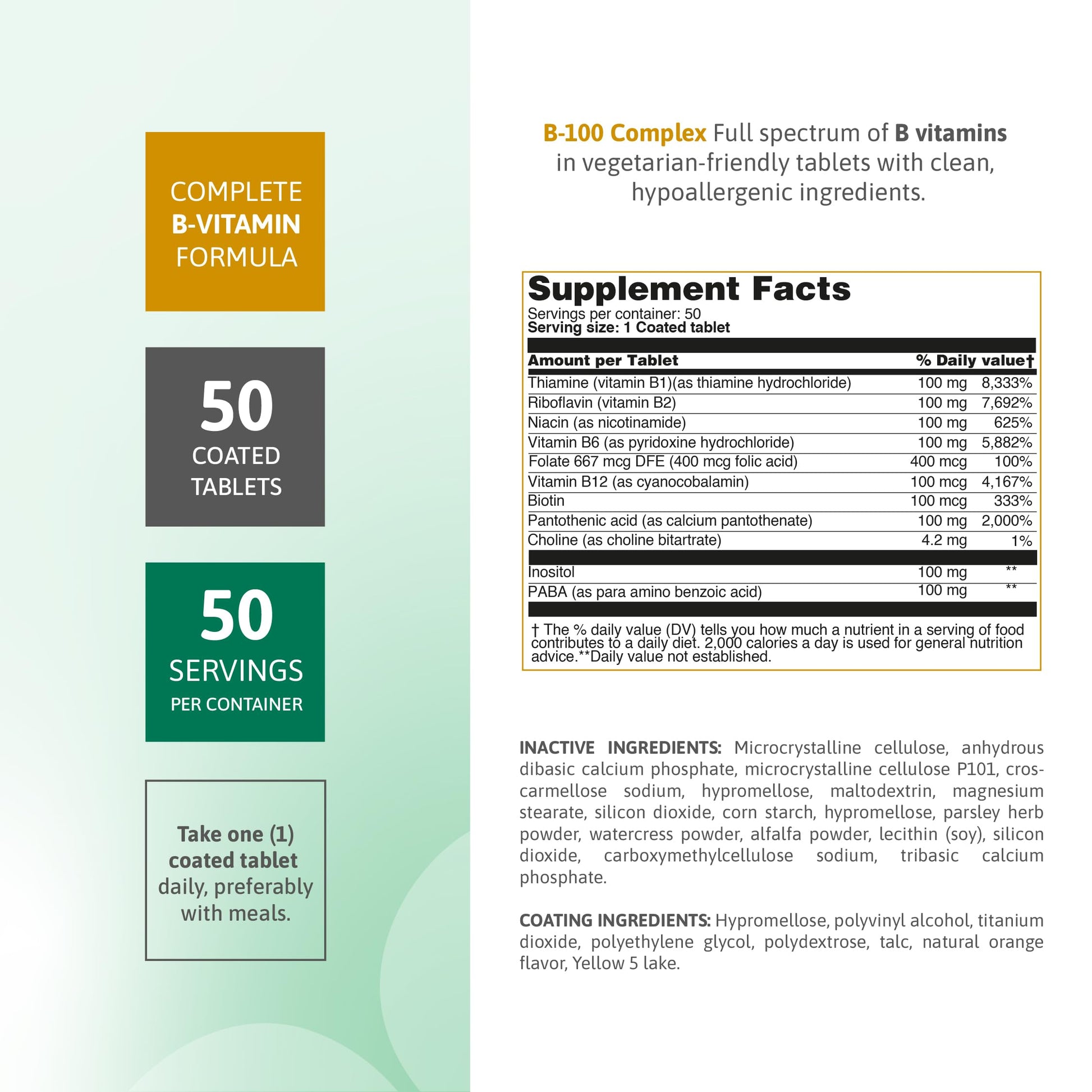 Tabletas de alta potencia complejo vitamina B soporte diario