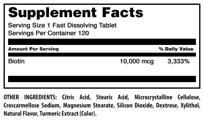 Tabletas Amazing Formulas biotina vista labial