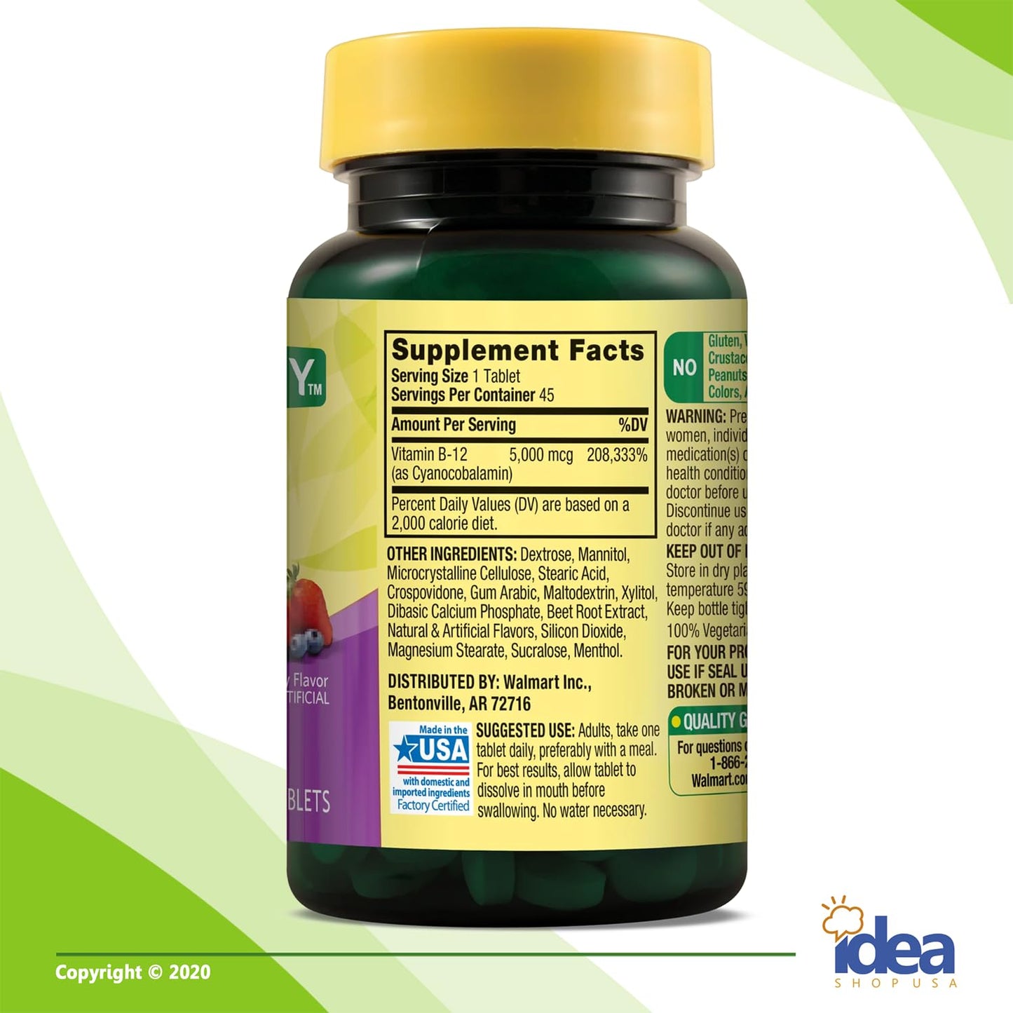 Tabletas de b12 5000mcg con disolución rápida