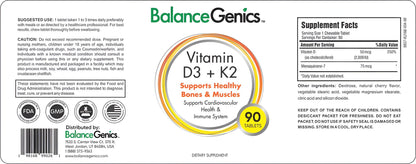 Tabletas BalanceGenics D3 K2 vista lateral