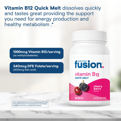 Tabletas Bariatric Fusion B12 para metabolismo y energía