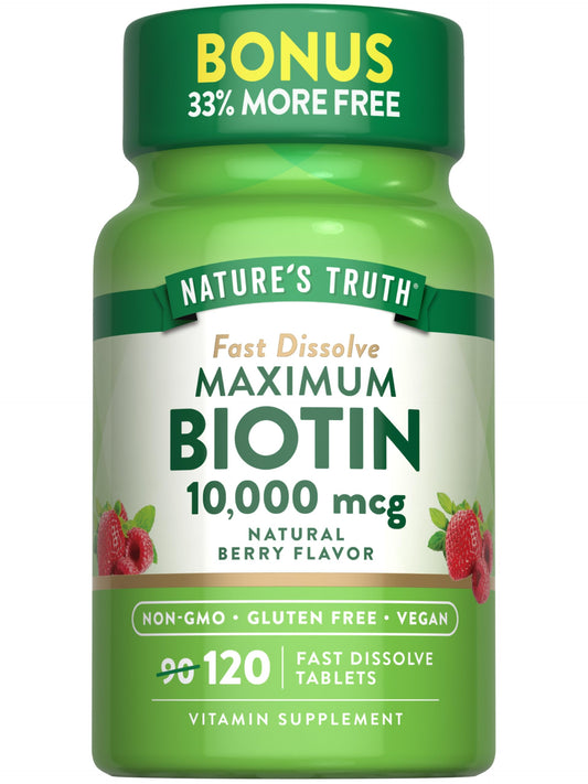 Tabletas biotina Nature's Truth 10000mcg sabor baya veganas