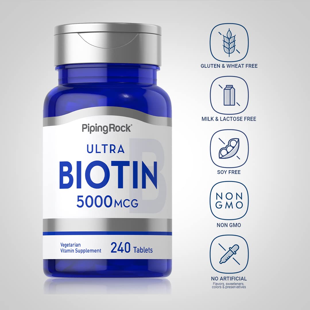 Tabletas de biotina Piping Rock para salud de cabello y piel