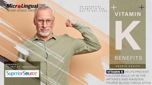 Tabletas blancas disolución rápida Superior Source Triple K fórmula vitamina K