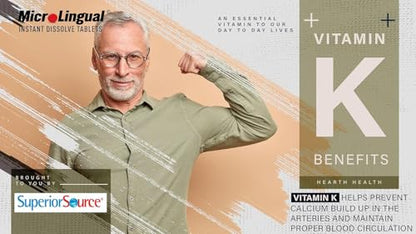 Tabletas blancas disolución rápida Superior Source Triple K fórmula vitamina K